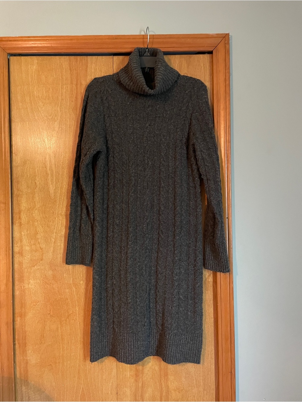 a new day Charcoal Cable-Knit Turtleneck Sweater Dress